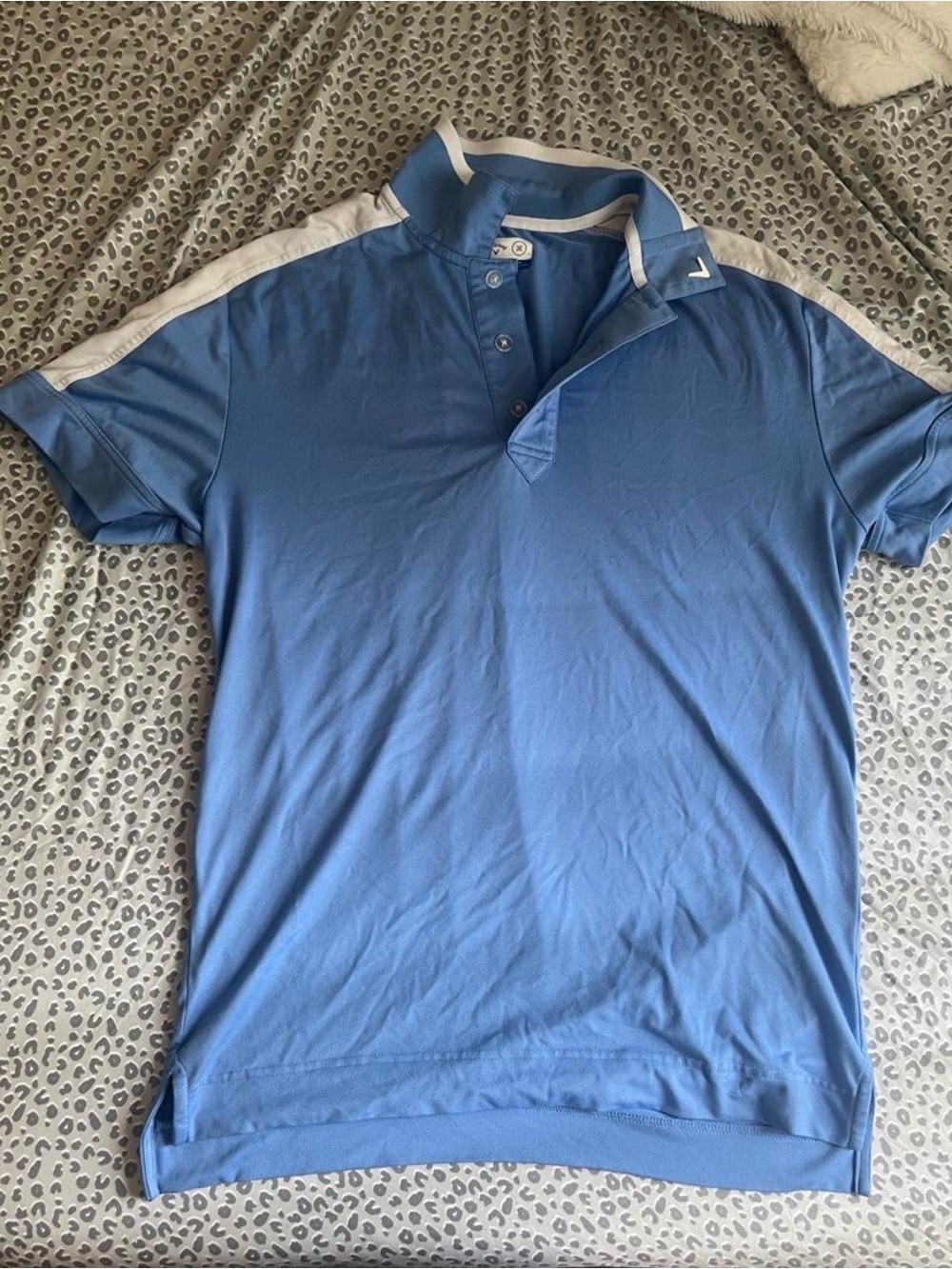 Callaway Blue Polo with White Shoulder Stripe